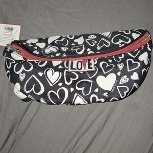 Brighton Endless Love Black and White Heart Belt Bag